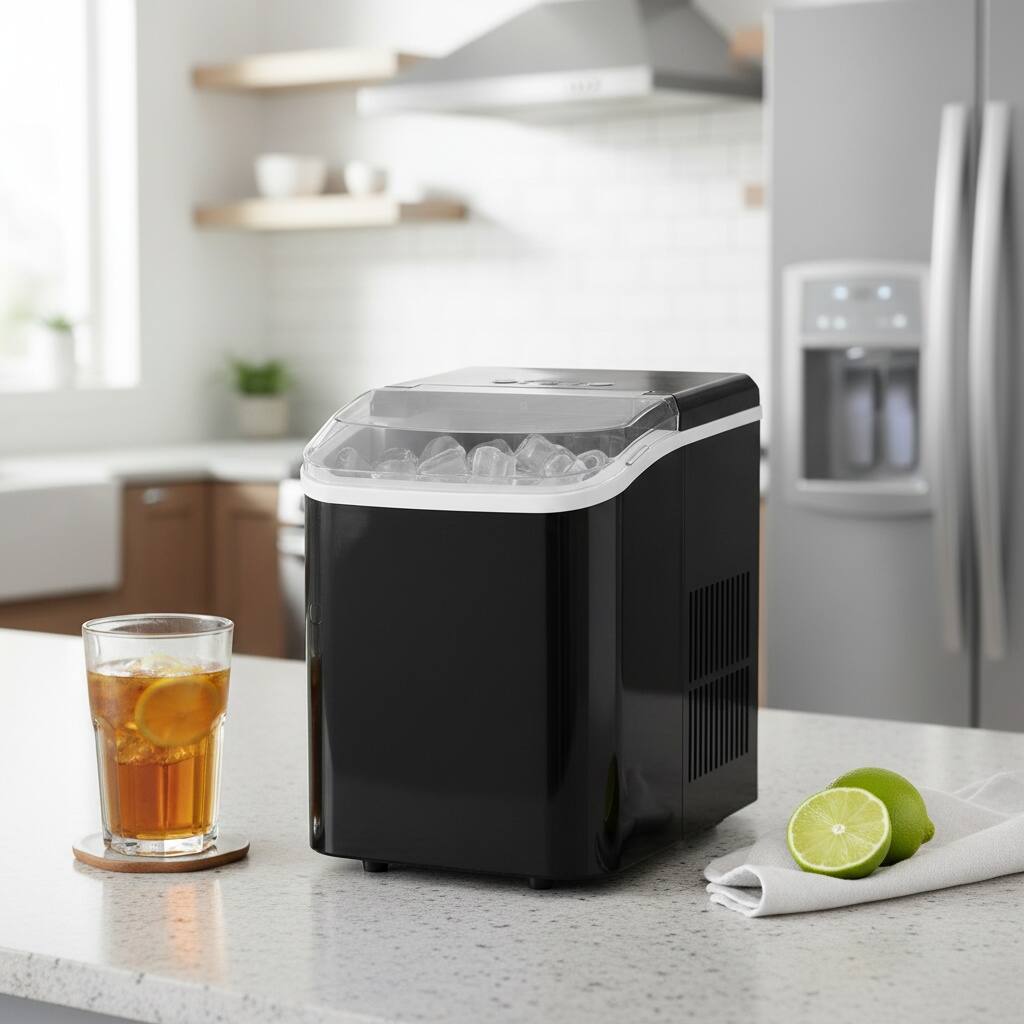 Front. Forest'nSky - Portable Ice Maker - 24.5 lb/24H, 9 Bullet Ice in 6 Mins, Self-Clean, Low Noise, Handle for Camping/BBQ,Black - Black.