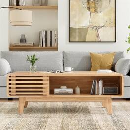 Boyel Living - Living Room Tables with Storage Mid Century Farmhouse Wood Coffee Table - Natural
