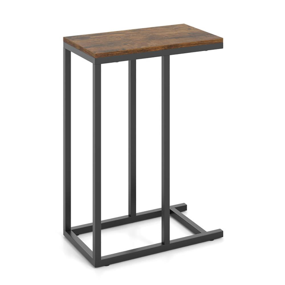 Alt View 6. Kadyn - Sofa Side End Table, End Table, Couch Table,C-shaped Side Table with Heavy-duty Metal Frame-Rustic Brown - Brown.
