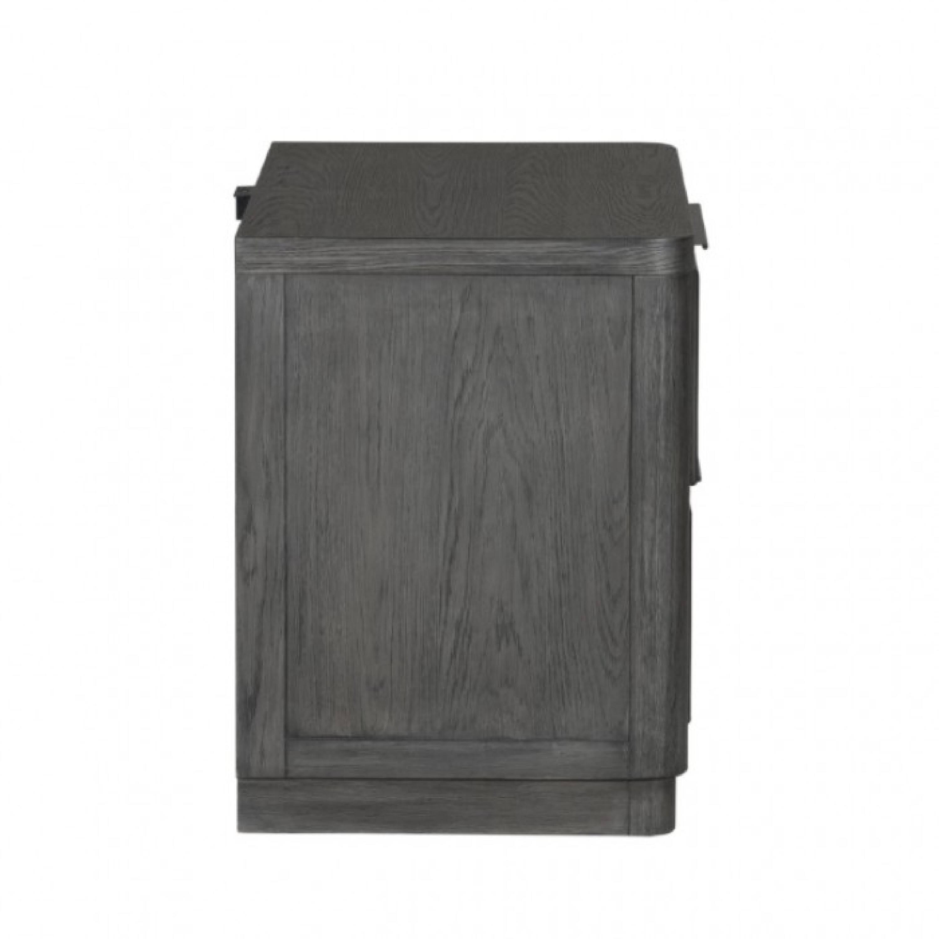 Alt View 2. Manhattan Lane - Zoko Nightstand, 2 Drawers, USB Ports, Metal Accents - Ash Gray, Chrome.