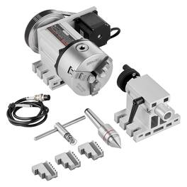 VEVOR - Dividing Head, K11-100mm 3-Jaw Chuck, CNC Router Milling Machine Rotational Axis 4th Axis A Axis Indexing Head - Silver