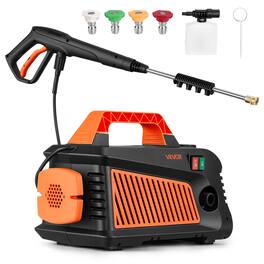 VEVOR - Electric Pressure Washer, 2000 Max PSI 1.59 Max GPM, Portable Power Washer with 4 Nozzles, Metal Extension Wand - Black;Orange