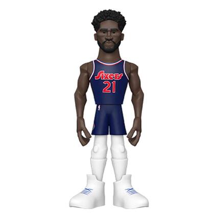 Front. Funko - Philadelphia 76ers NBA Funko Gold 5 Inch Vinyl Figure | Joel Embiid CHASE - White.