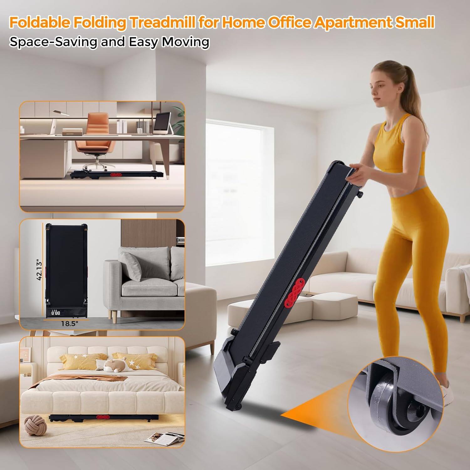 Foldable Folding Treadmill for Home Office Apartment Small Space-Saving and Easy Moving

42.13" x 18.5"