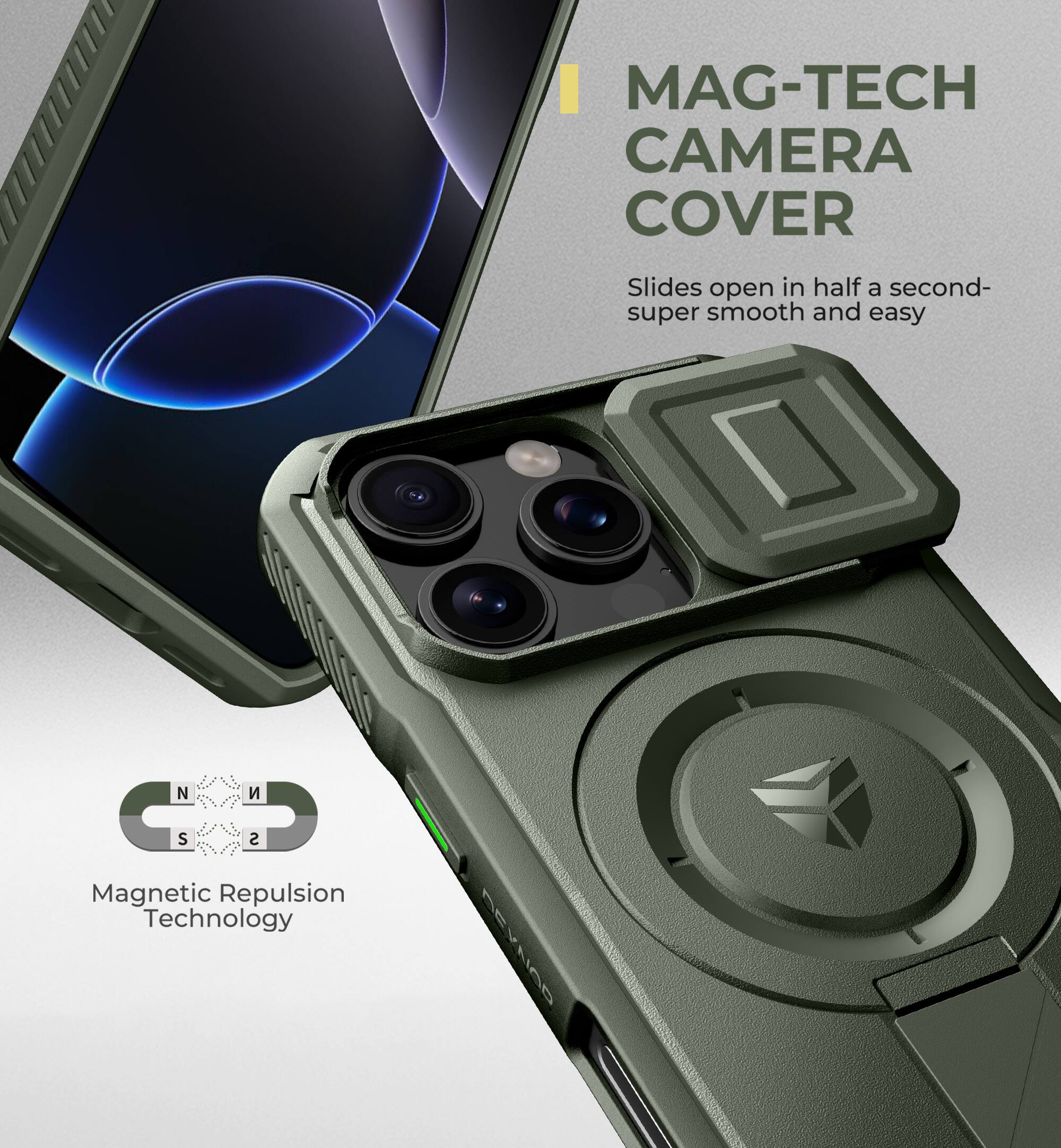 MAG-TECH CAMERA COVER Slides open in half a second- super smooth and easy

Magnetic Repulsion Technology