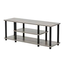 FurniFact - French Oak Grey TV Stand with 3 Tiers and No Tools Assembly - Gray