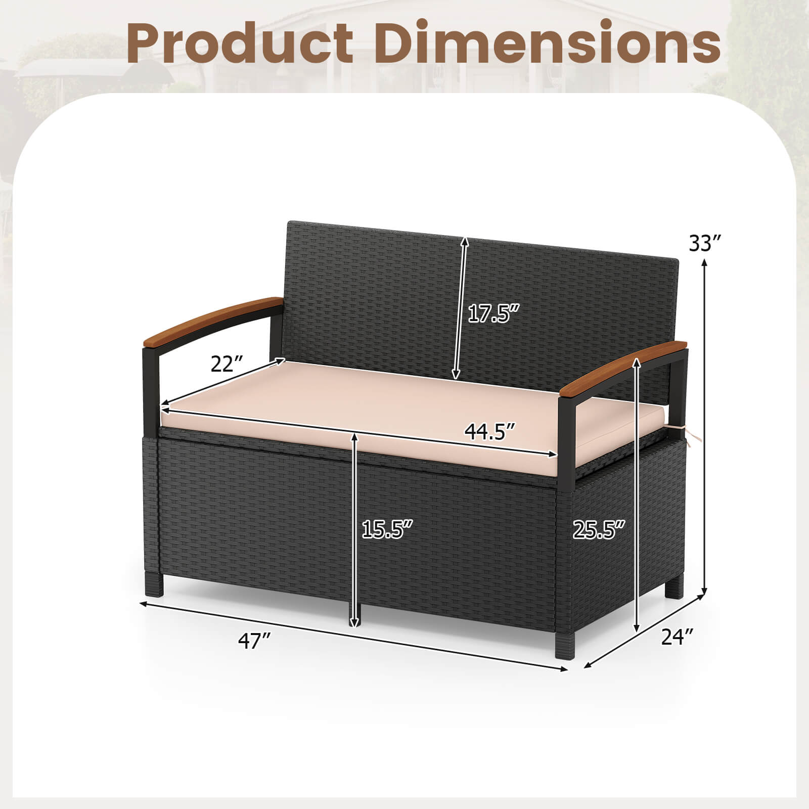 Product Dimensions: 33" x 17.5" x 22" x 44.5" x 15.5" x 25.5" x 47" x 24"