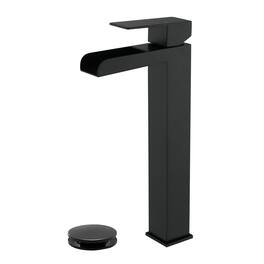 Black Faucet SUS304 Waterfall Spout cUPC Cartridge 60cm Supply Line Pop Up Drain