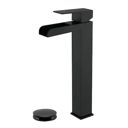 Front. Boyel Living - Black Faucet SUS304 Waterfall Spout cUPC Cartridge 60cm Supply Line Pop Up Drain - Matte Black.