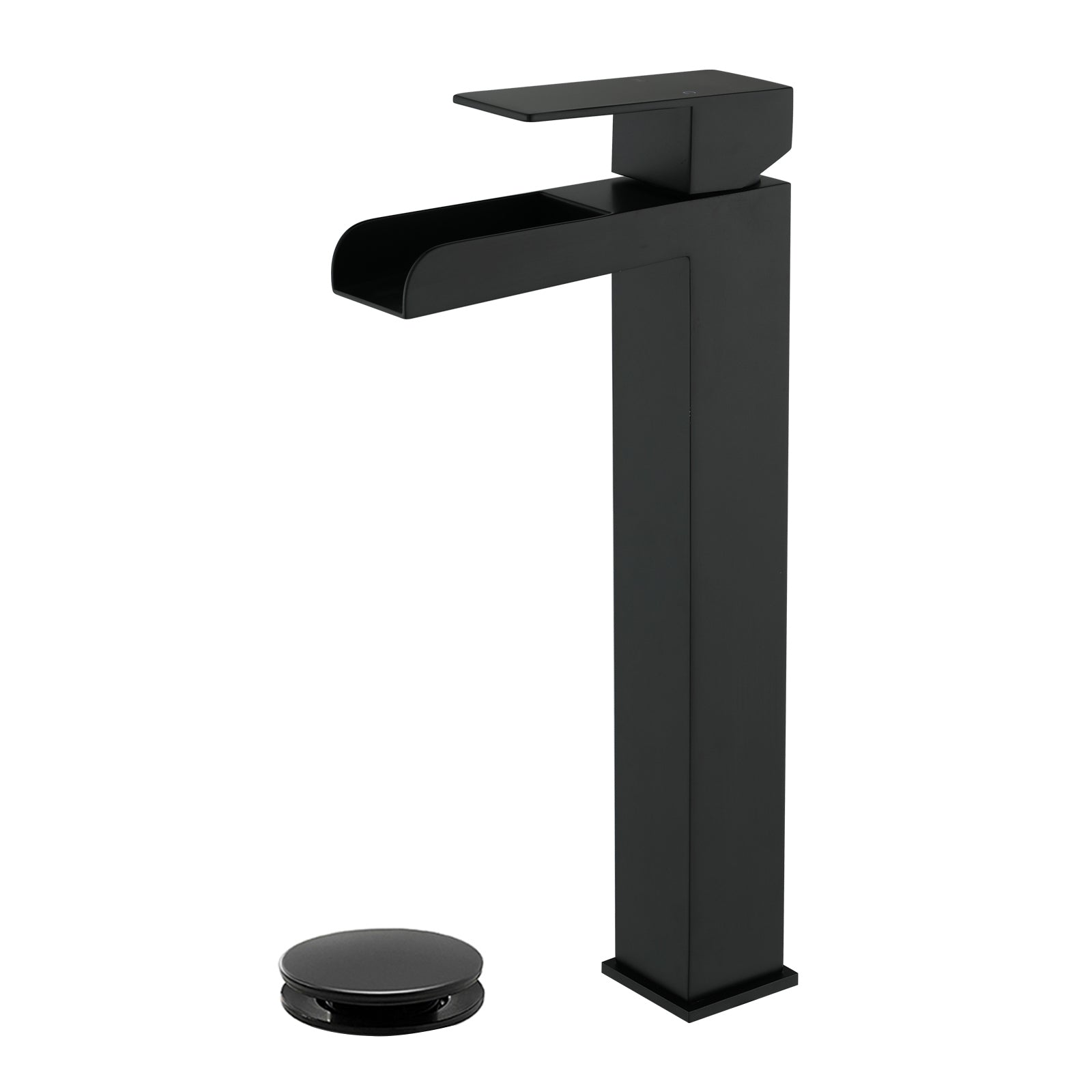 Front. Boyel Living - Black Faucet SUS304 Waterfall Spout cUPC Cartridge 60cm Supply Line Pop Up Drain - Matte Black.
