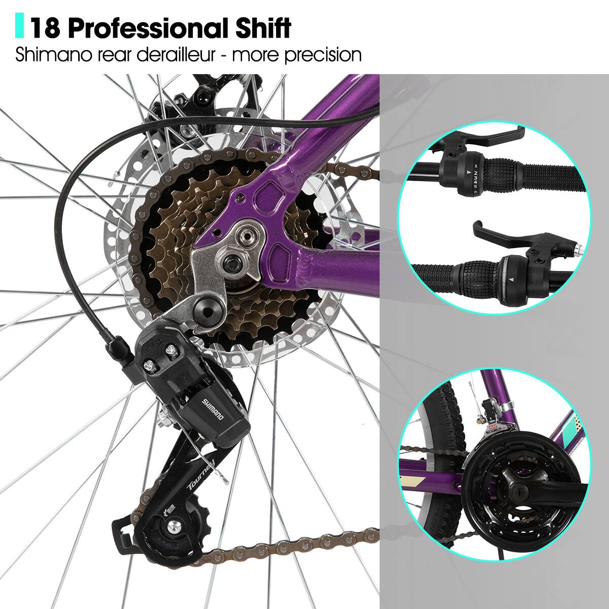 18 Professional Shift  
Shimano rear derailleur - more precision