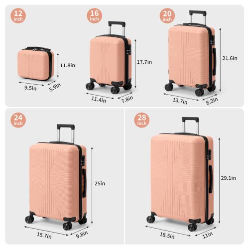 12 inch: 9.5in x 5.9in x 11.8in  
16 inch: 11.4in x 7.8in x 17.7in  
20 inch: 13.7in x 8.2in x 21.6in  
24 inch: 15.7in x 9.8in x 25in  
28 inch: 18.5in x 11in x 29.1in