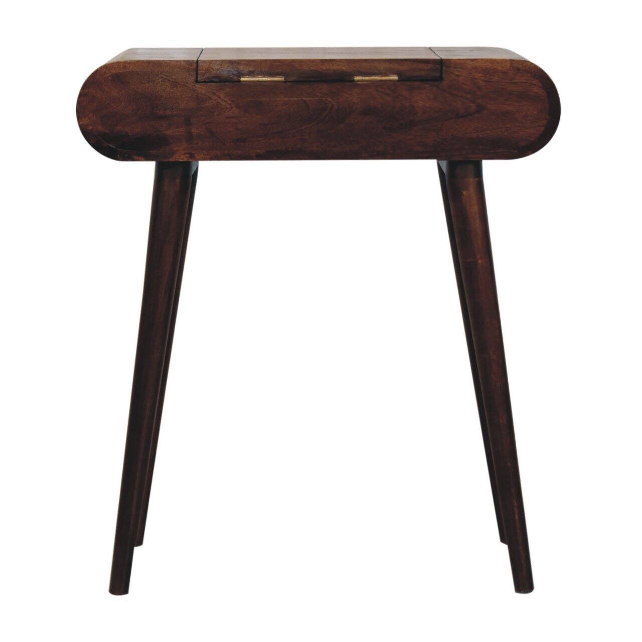 Alt View 7. Artisan Furniture - Artisan Furniture Solid Wood Mini California Walnut Dressing Table with Foldable Mirror, 4 Storage Compartments - Dark Brown.
