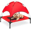 Front. Best Choice Products - Best Choice Products 30in Elevated Cooling Dog Bed, Outdoor Raised Mesh Pet Cot w/ Removable Canopy, Carrying Bag - Red - Red.