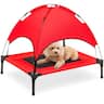 Best Choice Products - 30in Elevated Cooling Dog Bed, Outdoor Raised Mesh Pet Cot w/ Removable Canopy, Carrying Bag - Red