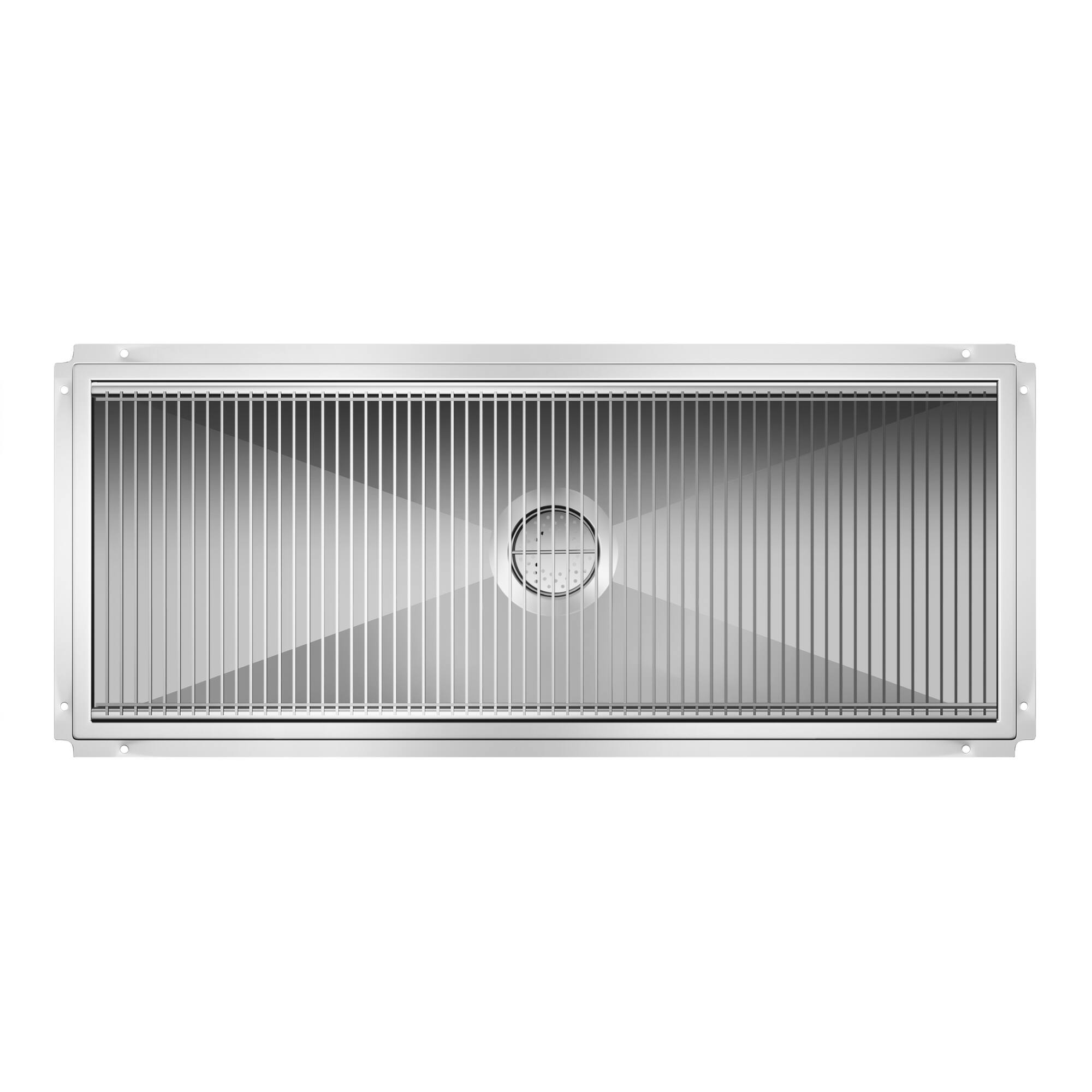 Alt View 1. Koolmore - 24" x 60" Stainless Steel Floor Trough Drain, 14-Gauge with Subway-Style Grating & Removable Drain Basket, NSF Listed - Stainless-Steel.