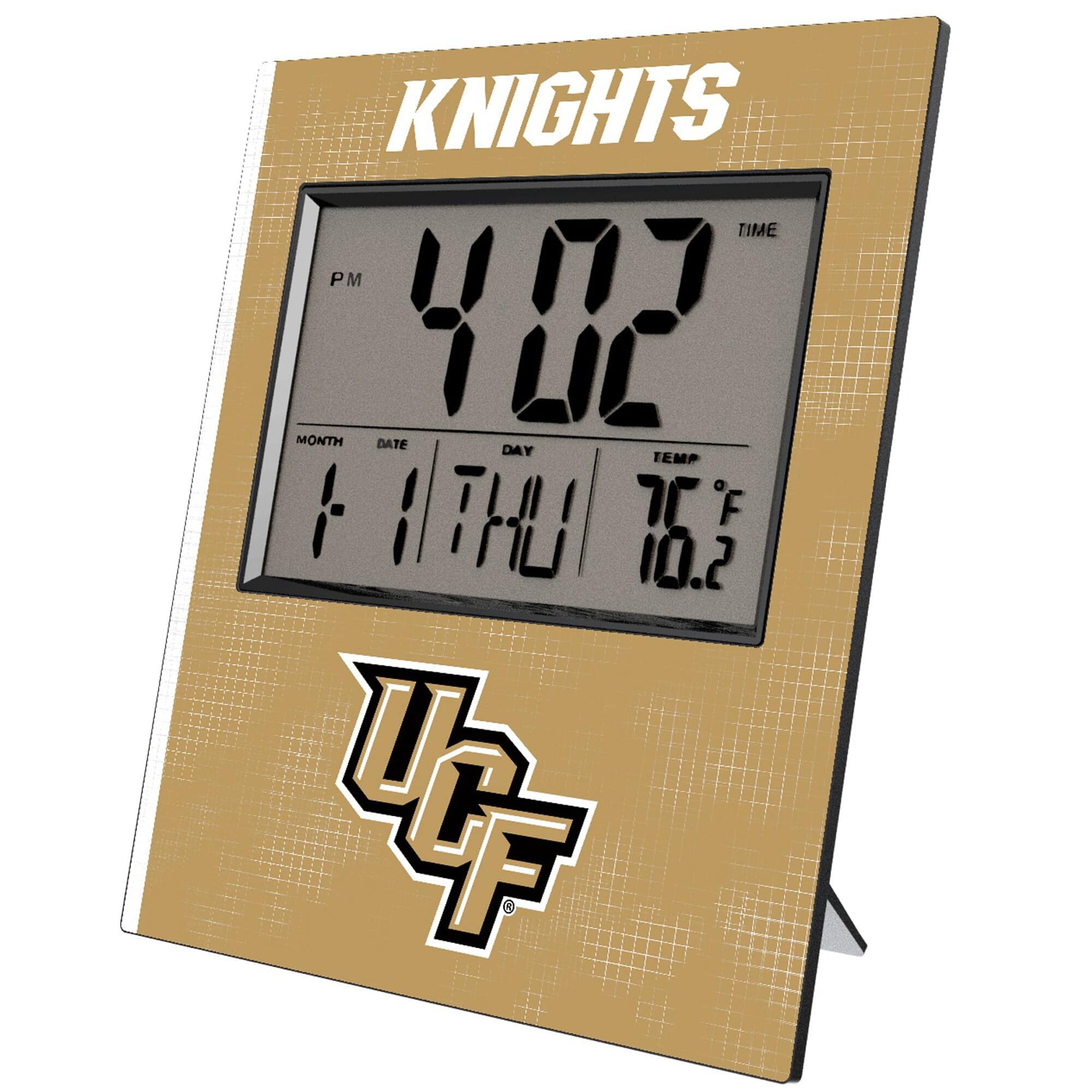 Keyscaper - UCF Knights Cross Hatch Digital Desk Clock - Multicolor