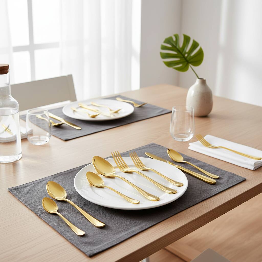 Alt View 2. Dazzed Corner - Gold Silverware Set Service for 8, 40-Piece Stainless Steel Gold Flatware Set - Gold.