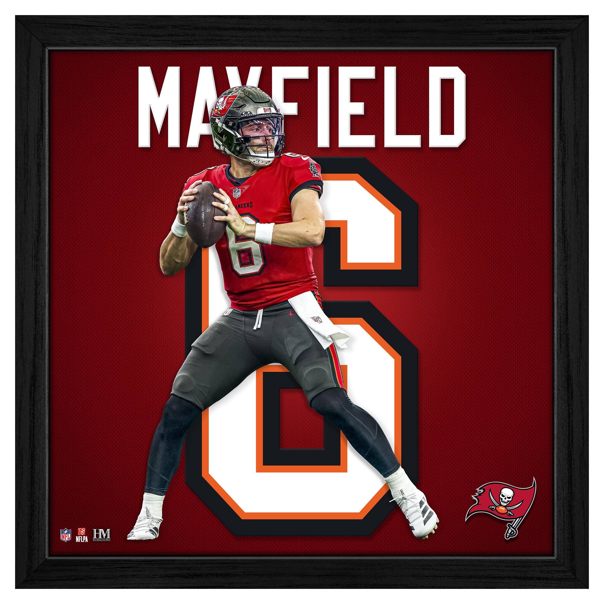 Baker Mayfield Tampa Bay Buccaneers 13'' x 13'' Impact Jersey Framed Photo