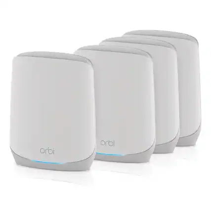 The text on the image reads "orbi orbi" which is repeated four times. This suggests that the image features four Orbi devices, which are likely wireless routers or other networking devices.