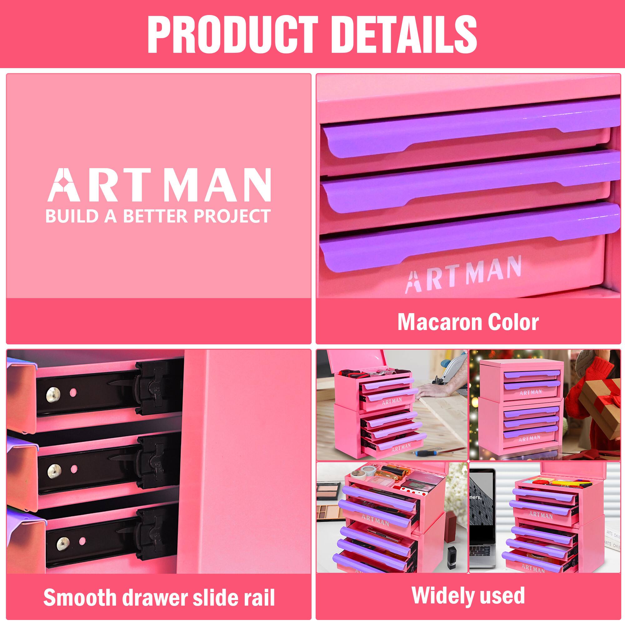 PRODUCT DETAILS

ART MAN  
BUILD A BETTER PROJECT

Macaron Color

Smooth drawer slide rail

Widely used