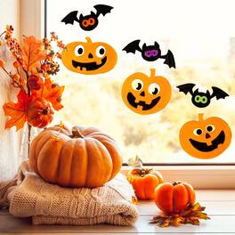 Northlight - Jack-O-Lanterns and Bats Halloween Gel Window Clings - 6pc - Orange