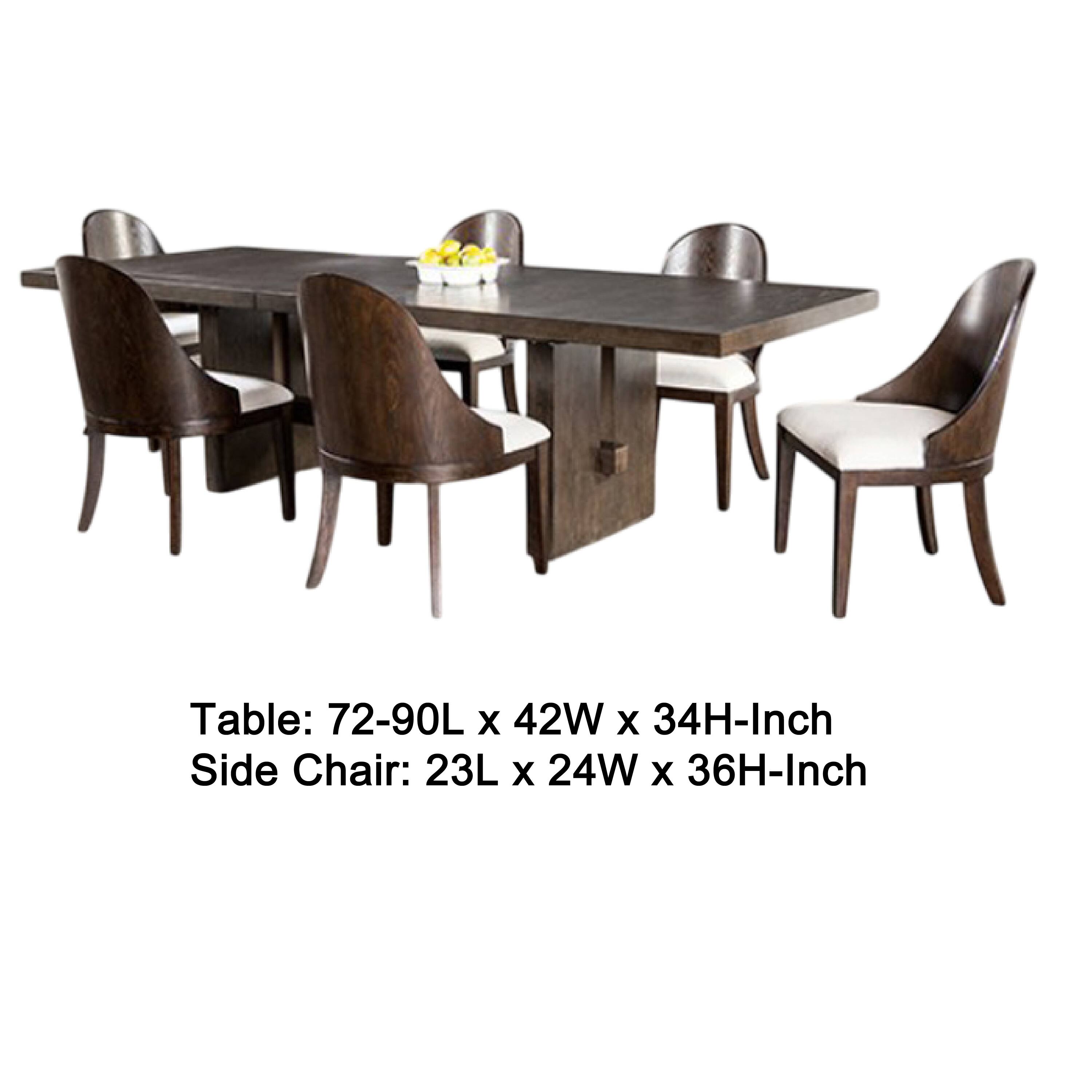 Table: 72-90L x 42W x 34H-Inch  
Side Chair: 23L x 24W x 36H-Inch