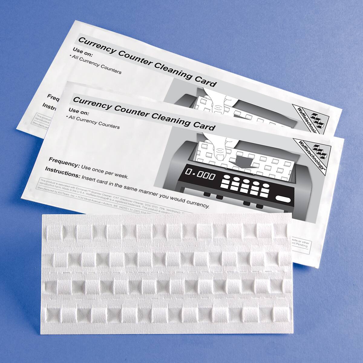 Currency Counter Cleaning Card

Use on:
- All Currency Counters

Frequency: Use once per week.

Instructions: Insert card in the same manner you would insert currency.

Currency Counter Cleaning Card

Use on:
- All Currency Counters

Frequency: Use once per week.

Instructions: Insert card in the same manner you would insert currency.
