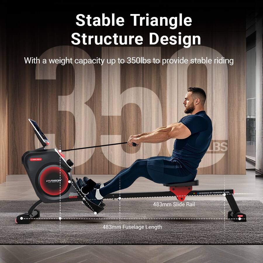 Stable Triangle Structure Design  
With a weight capacity up to 350lbs to provide stable riding  

483mm Slide Rail  
483mm Fuselage Length  

DESIGNED BY HARRISON IN USA