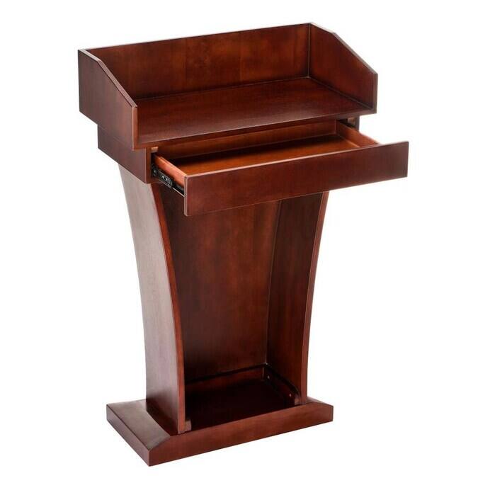 Alt View 4. AdirOffice - Wood Podium Presentation Lectern Speaker Stand with Drawer - Cherry.