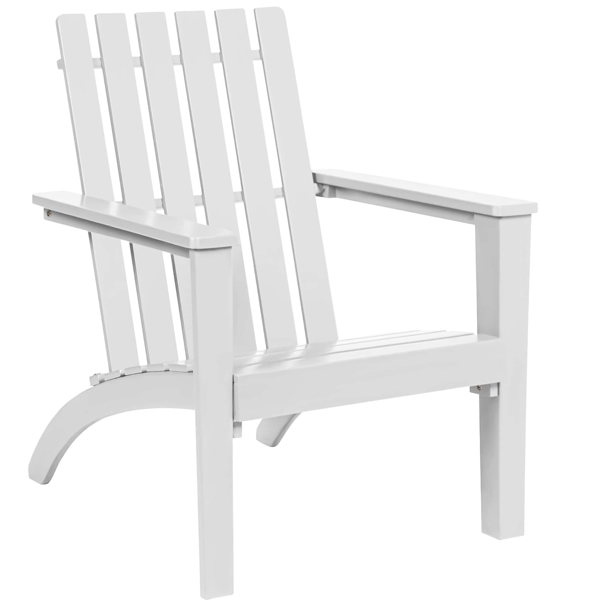 Costway - Patio Adirondack Chair Acacia Wood Lounge Armrest Garden Deck - White