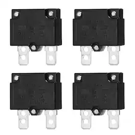 Unique Bargains - 4pcs 20A Push Button Circuit Breaker, 125/250V AC,50V DC, Automatic Reset Thermal Overload Protector for Industrial - Black