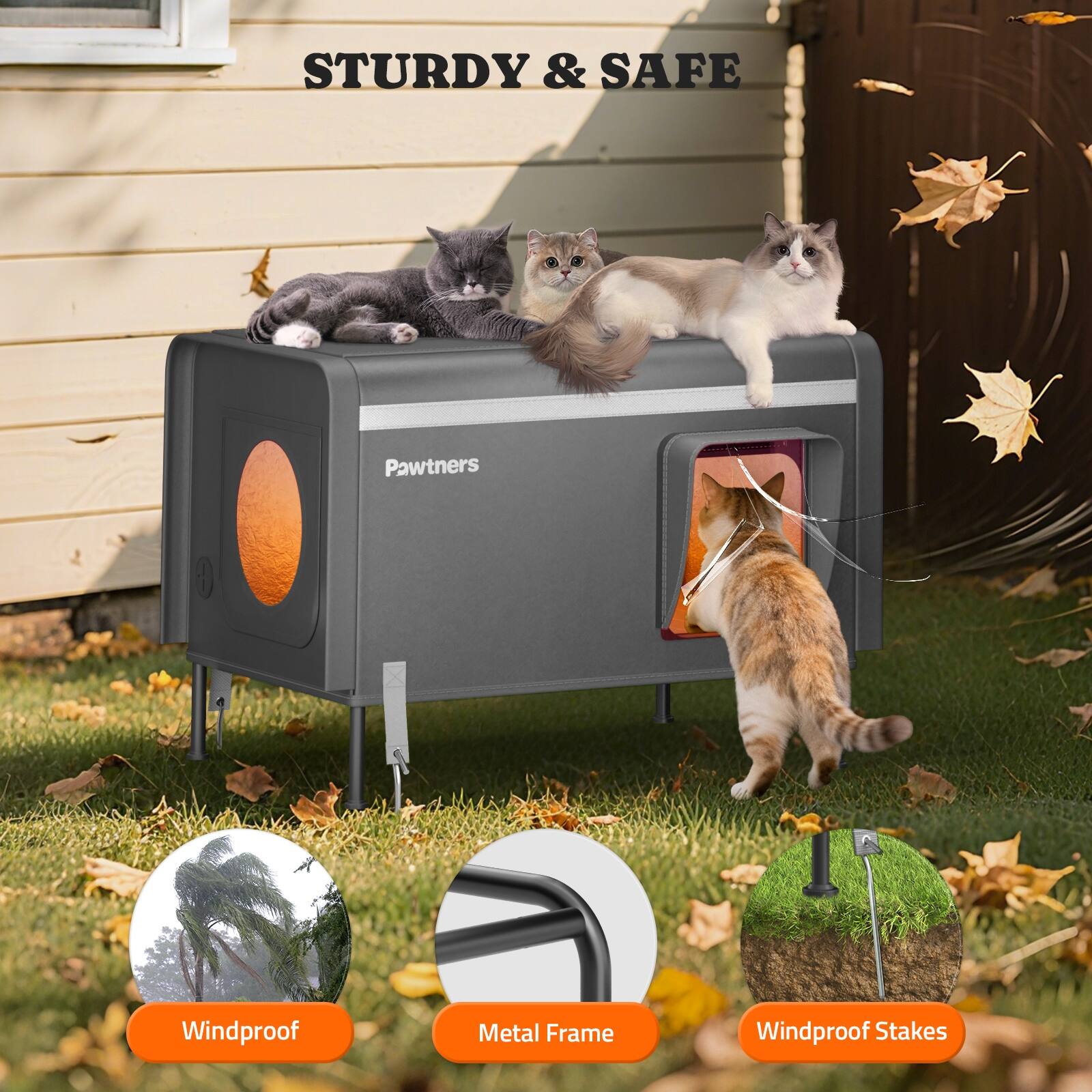 STURDY & SAFE

Pawtners

Windproof Metal Frame
Windproof Stakes