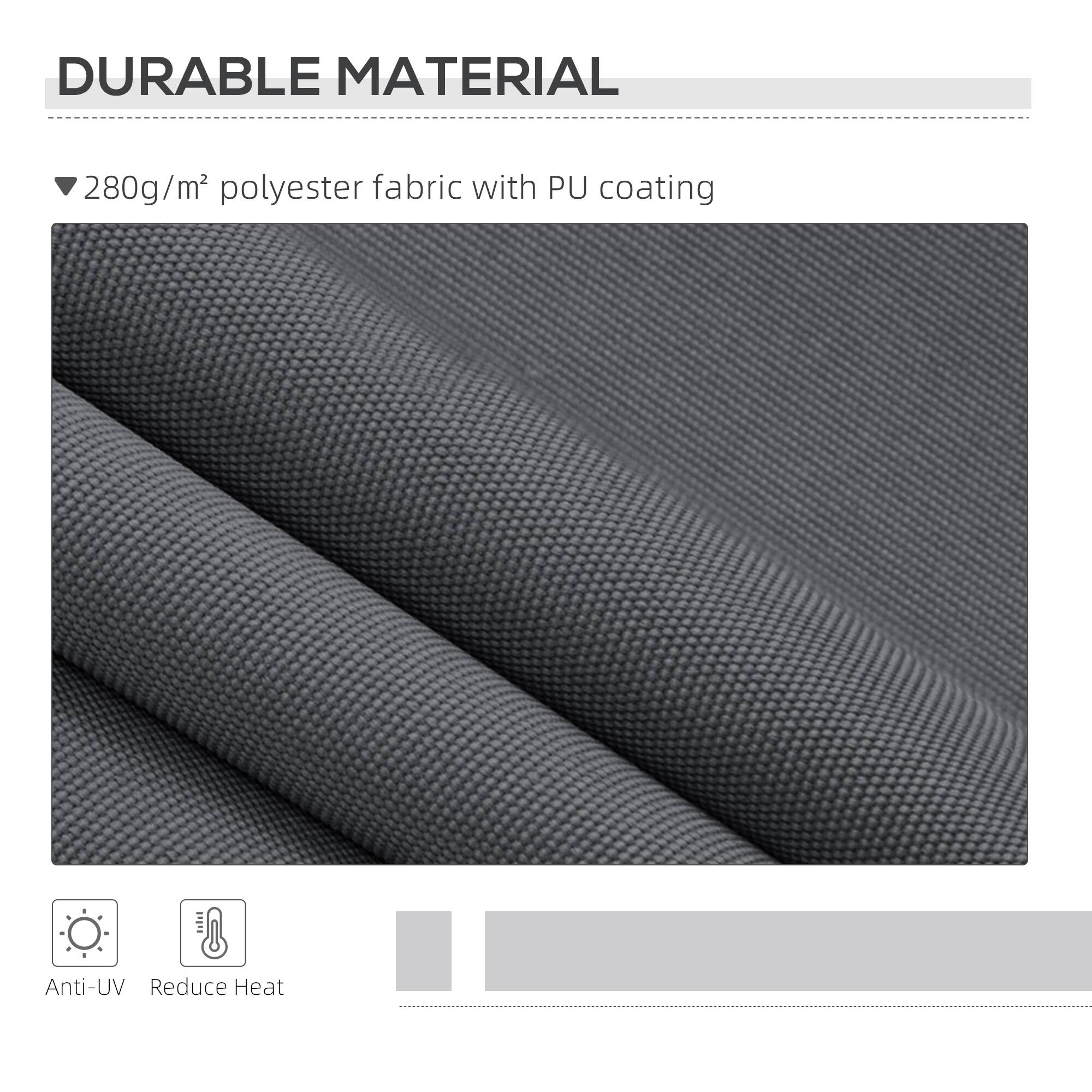 DURABLE MATERIAL
280g/m² polyester fabric with PU coating
Anti-UV
Reduce Heat