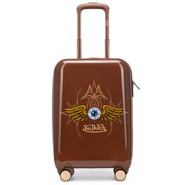 Von Dutch - 20" Expandable Hardside Spinner Carry-on Suitcase - Brown Eyeflight
