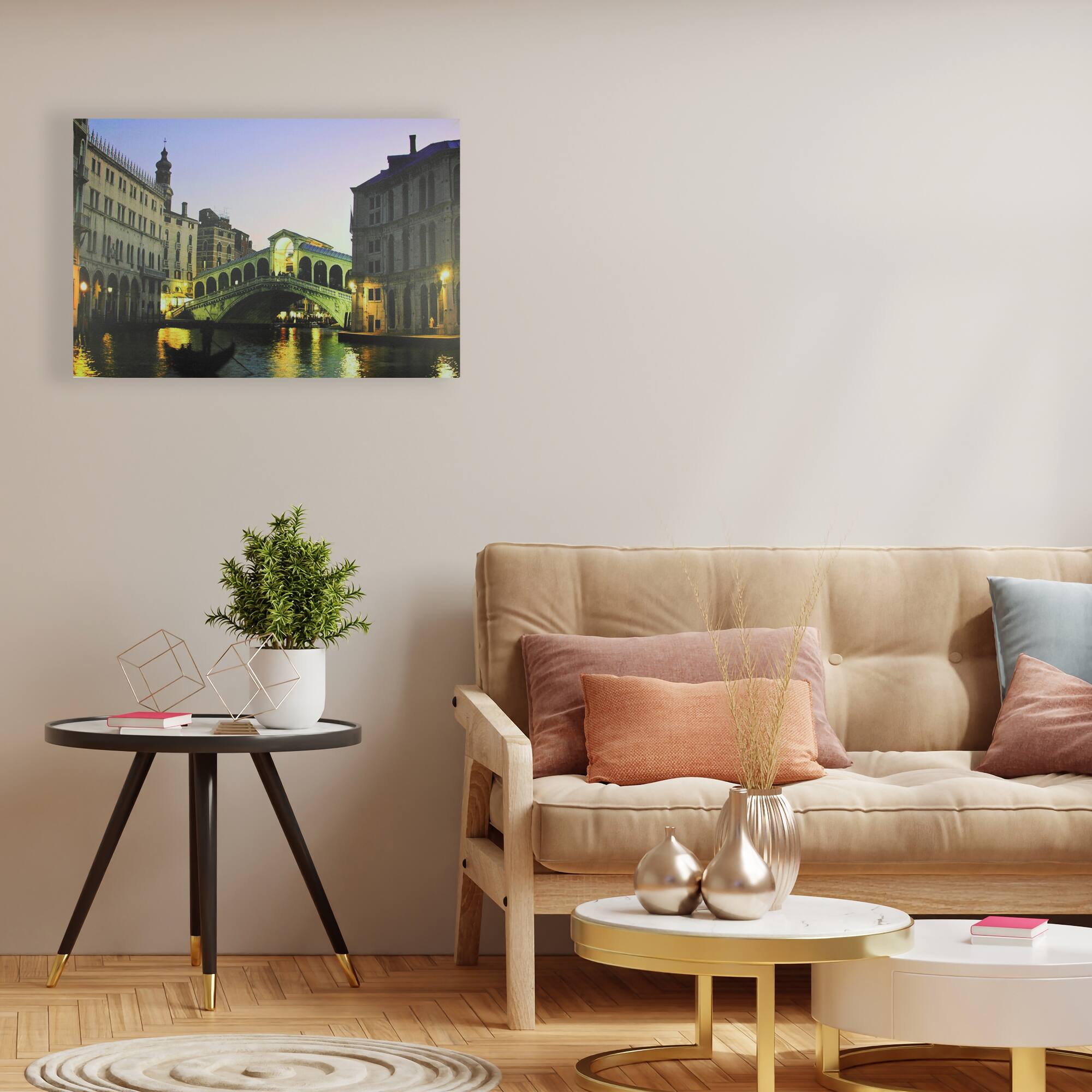 Alt View 4. Northlight - LED Lighted Venice, Italy Grand Canal Canvas Wall Art 15.75" x 23.5" - Gray.