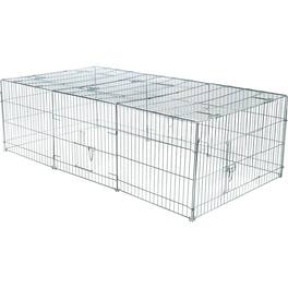 TRIXIE - Enclosed Outdoor Ft. Galvanized Metal Animal Cage with 5 Doors - Silver