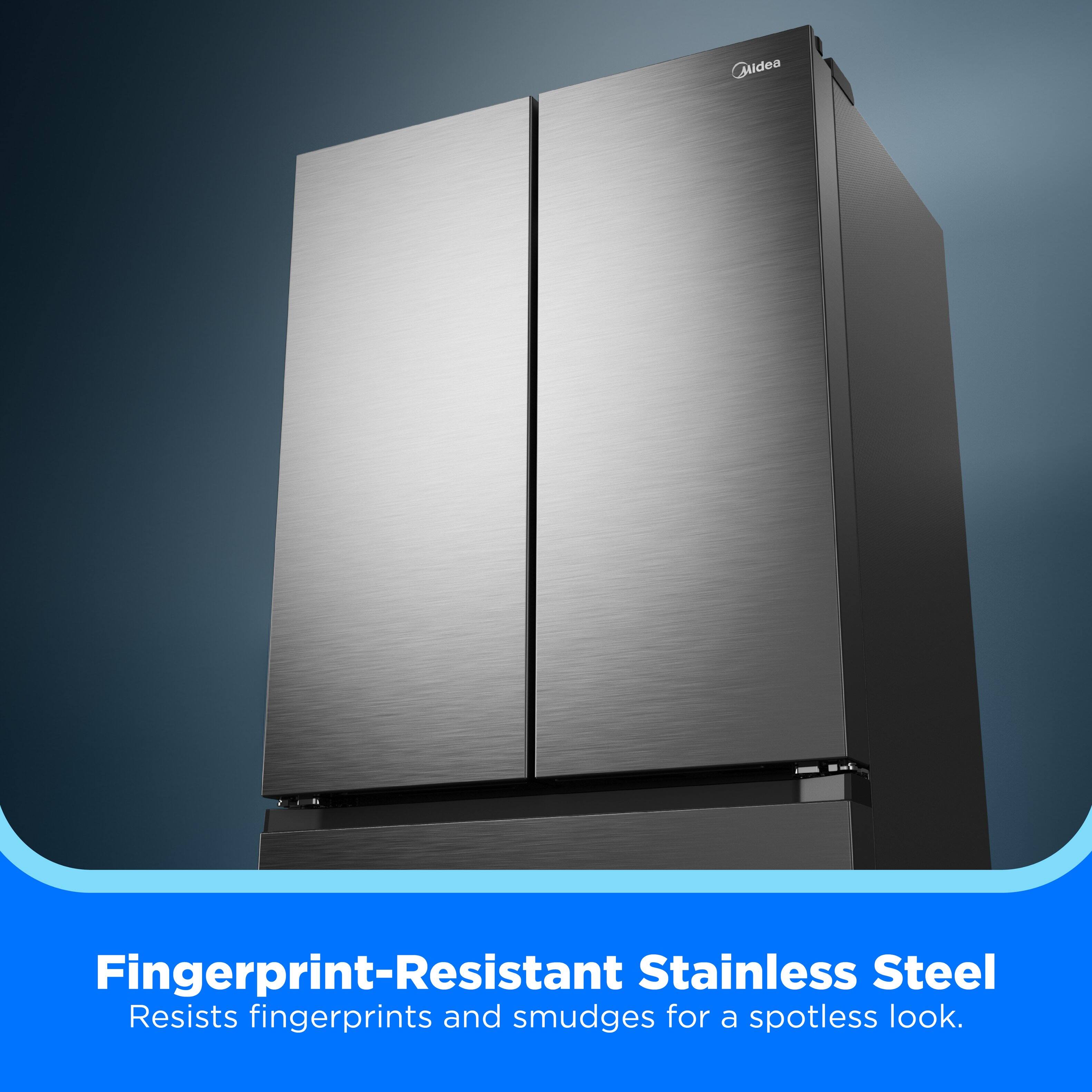 Fingerprint-Resistant Stainless Steel Resists fingerprints and smudges for a spotless look.