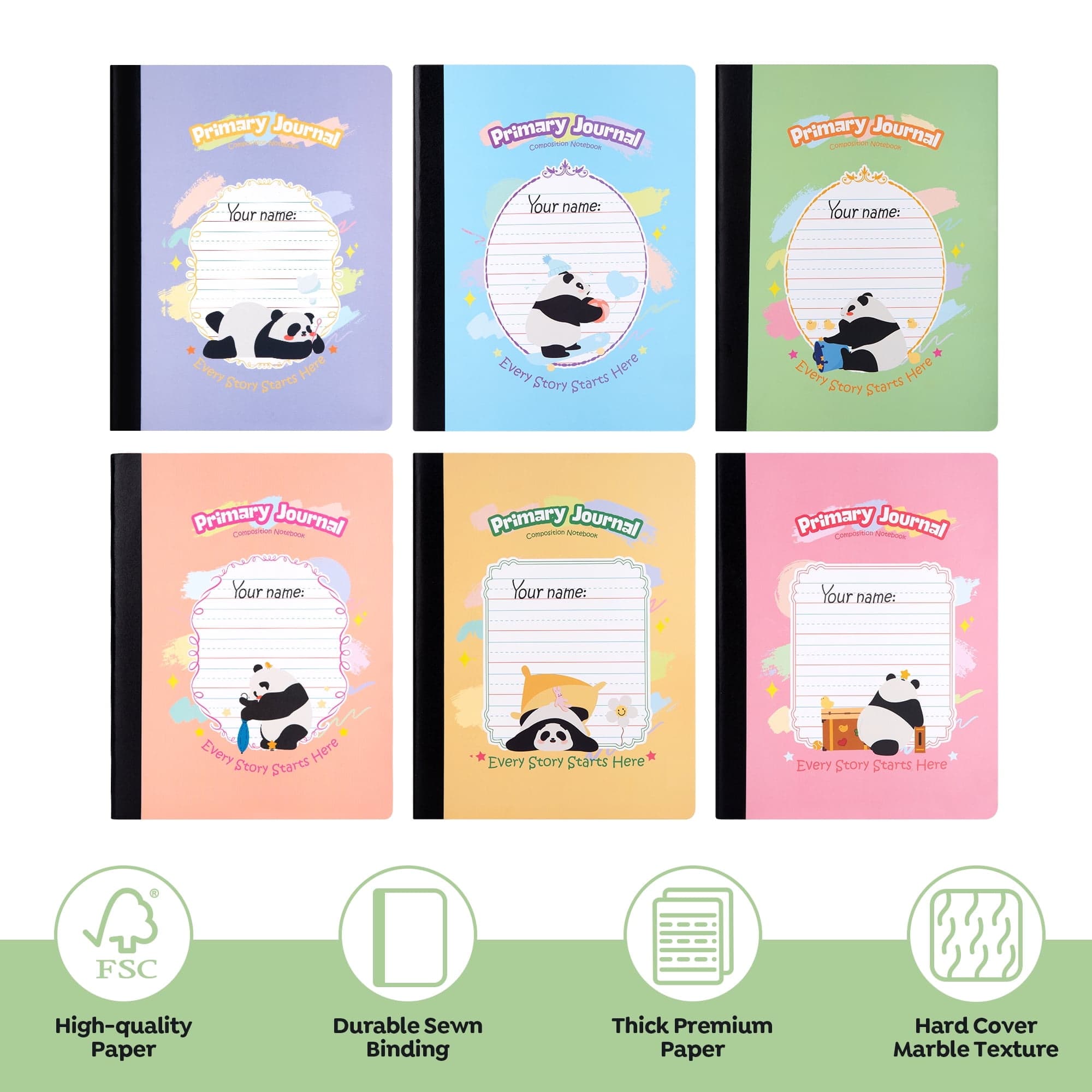 Deli - 6 pack Primary Journal 100 Sheets Composition Notebook, 9.75 x 7.5, Half Page Ruled price history on PriceWatchPro