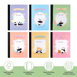 Deli - 6 pack Primary Journal 100 Sheets Composition Notebook, 9.75 x 7.5, Half Page Ruled