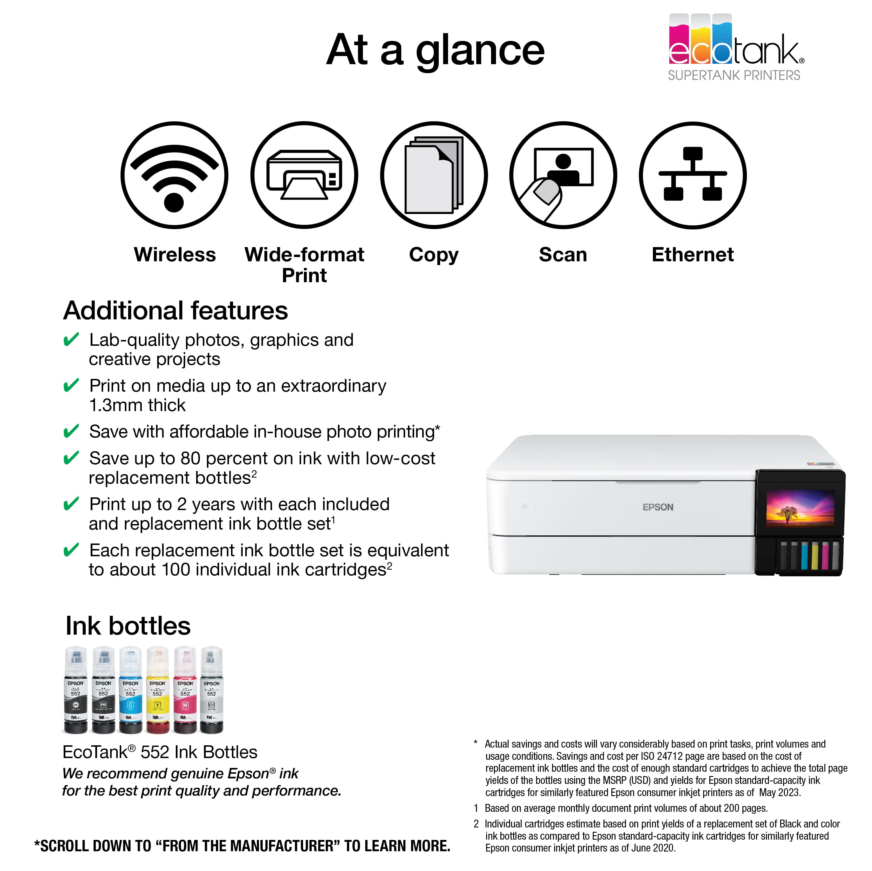 Epson – EcoTank Photo ET-8550 All-in-One Wide-format Supertank Printer – White Sansujyuku sansujyuku.com