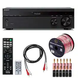 Sony - STR-DH190 2-Channel Home Stereo Receiver with Phono Input and Bluetooth + Speaker Wire Cables