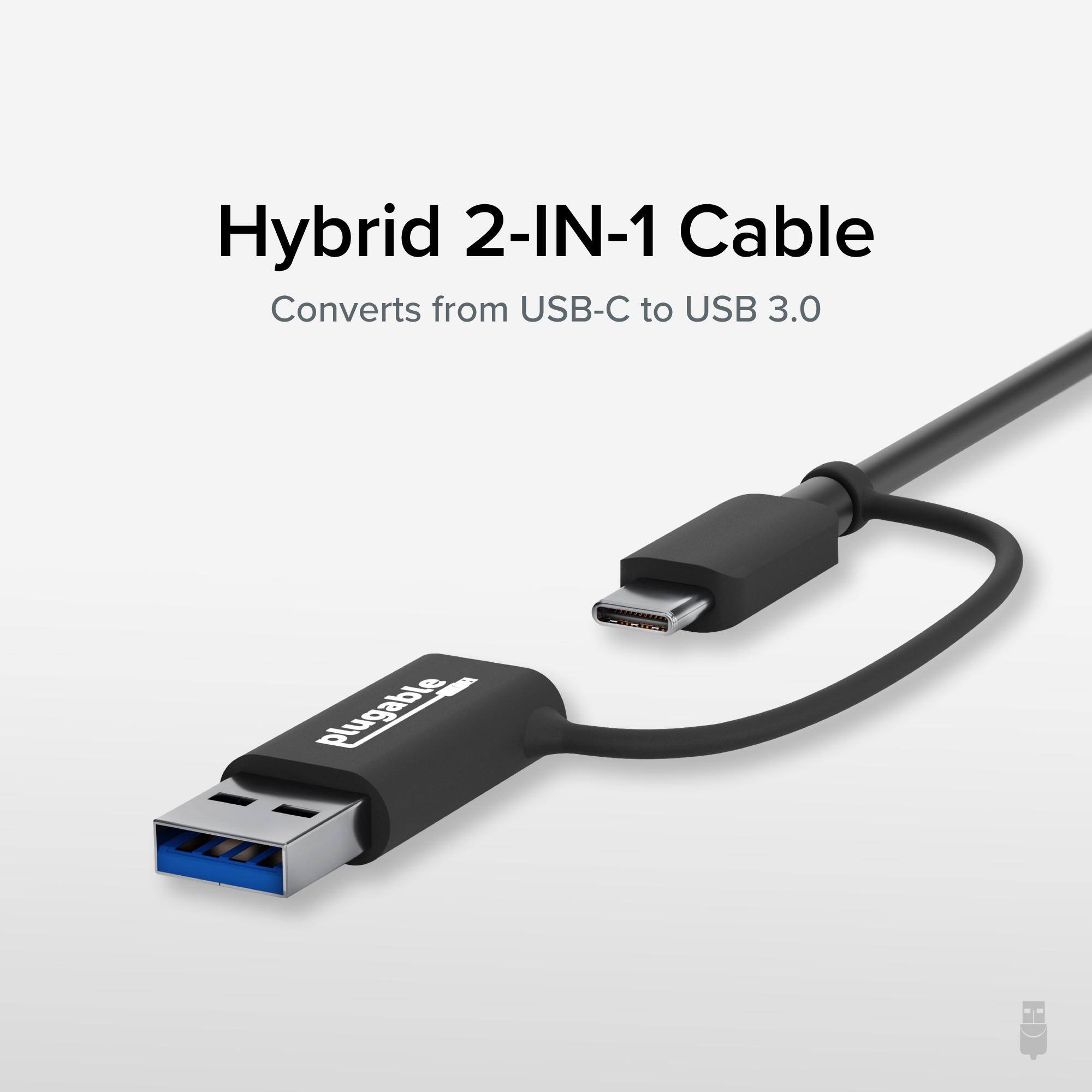 Hybrid 2-IN-1 Cable  
Converts from USB-C to USB 3.0