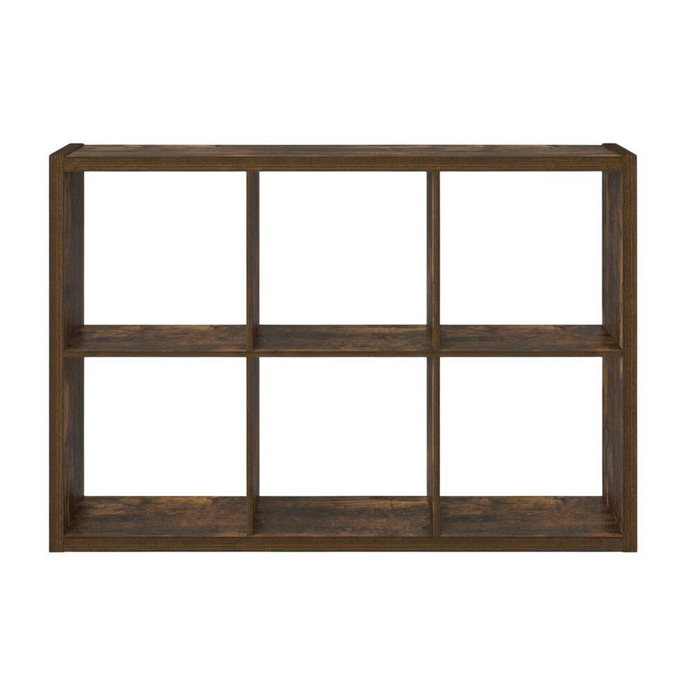 Back. FurniFact - Wooden bookcase with spacious shelves for organized storage - Amber Pine.