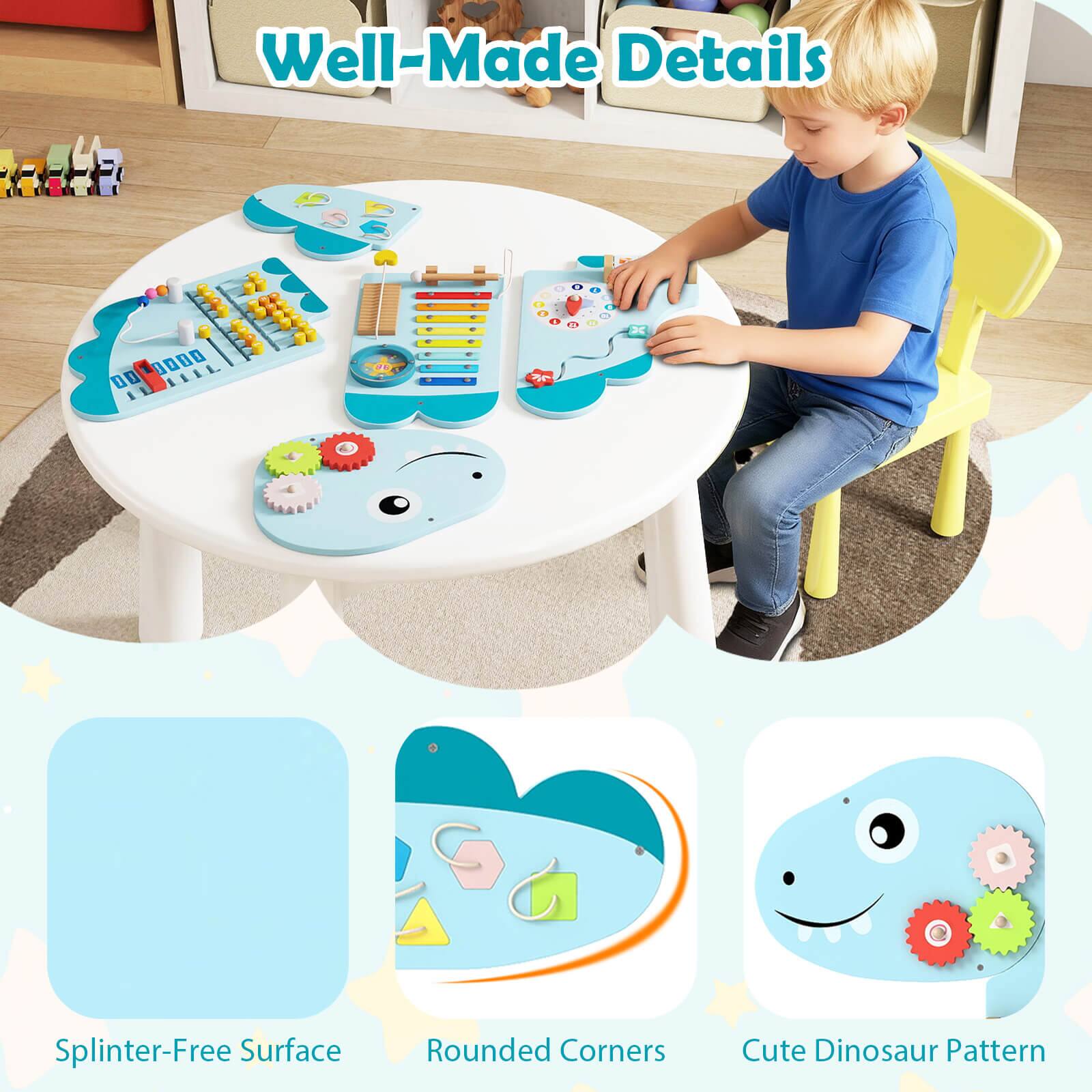 Well-Made Details

- Splinter-Free Surface
- Rounded Corners
- Cute Dinosaur Pattern