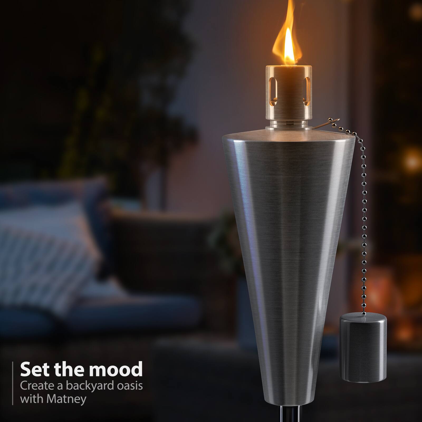 Set the mood  
Create a backyard oasis with Matney