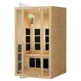 JNH Lifestyles - Joyous 2 Person Indoor Home Infrared Sauna w/ Chromotherapy Light - Brown