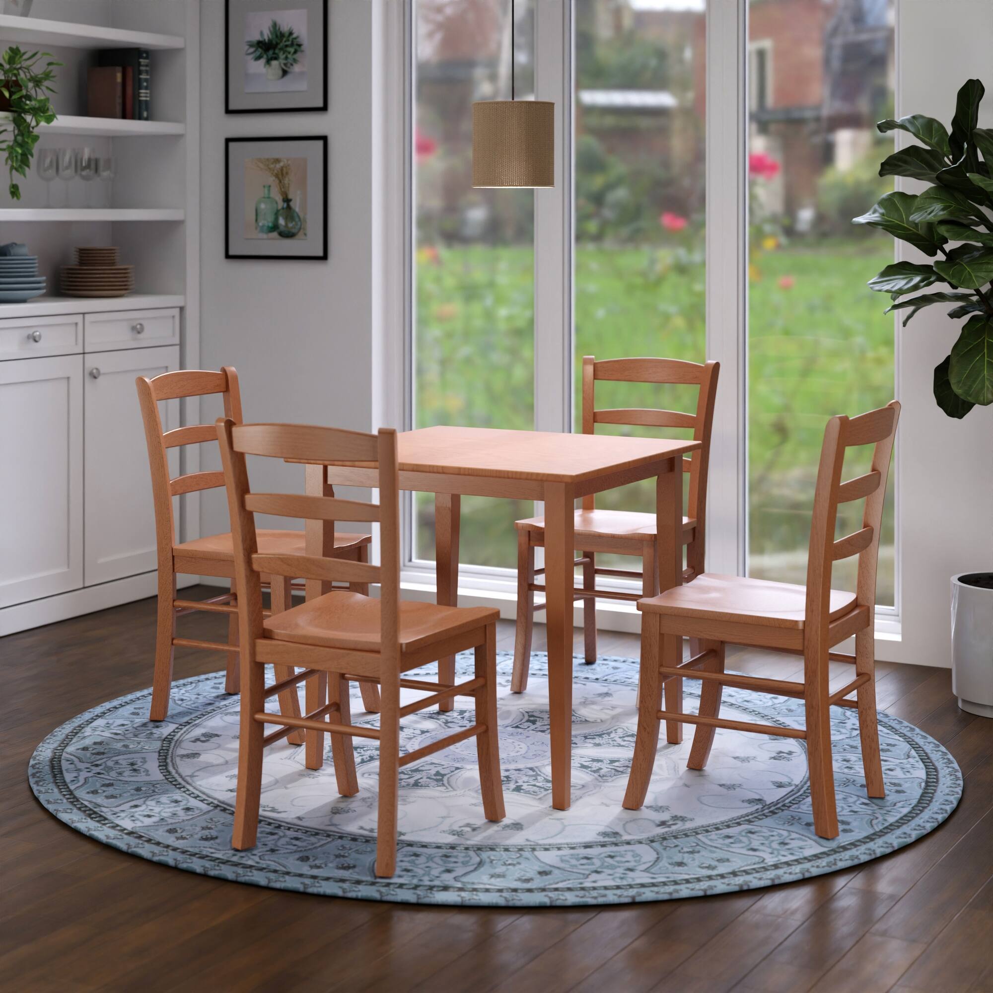 Alt View 1. Winsome Wood - Groveland 5-Pc Dining Table with Ladder-back Chairs - Light Oak.