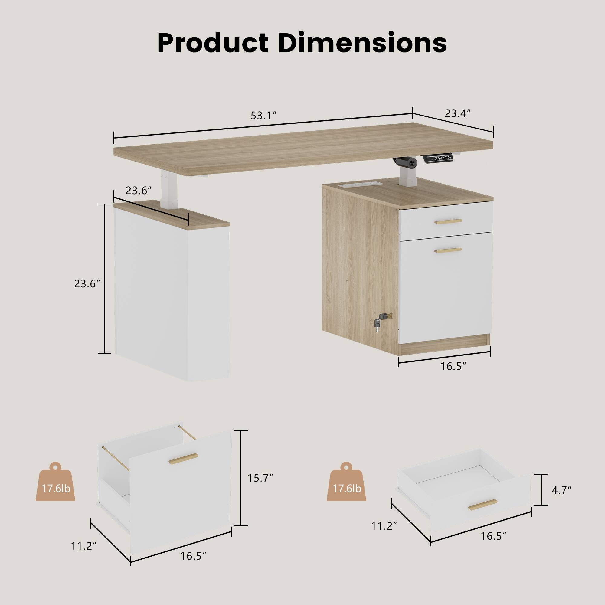 Product Dimensions: 53.1" x 23.4" x 23.6" x 23.6" x 16.5" x 17.6lb x 15.7" x 17.6lb x 4.7" x 11.2" x 16.5" x 11.2" x 16.5"