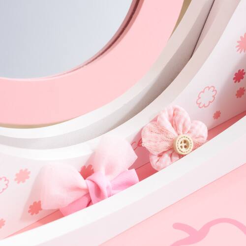 Alt View 5. Winado - 2-in-1 Cartoon Design Children Vanity Table Set Removable Mirror to Writing Desk with Stool for Christmas Birthday Gift - White.